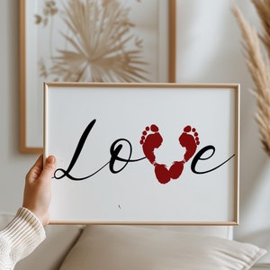 Empreinte Amour I Cadeau pour la Saint-Valentin, Fête des Mères, Fête des Pères I Empreinte Bébé I Téléchargement numérique A4