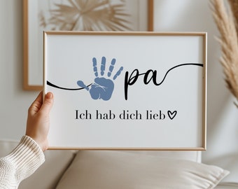 Handprint for Grandpa, a beautifully personal gift for grandfather for his birthday, Christmas, Father's Day, or any other occasion. Lettering A4