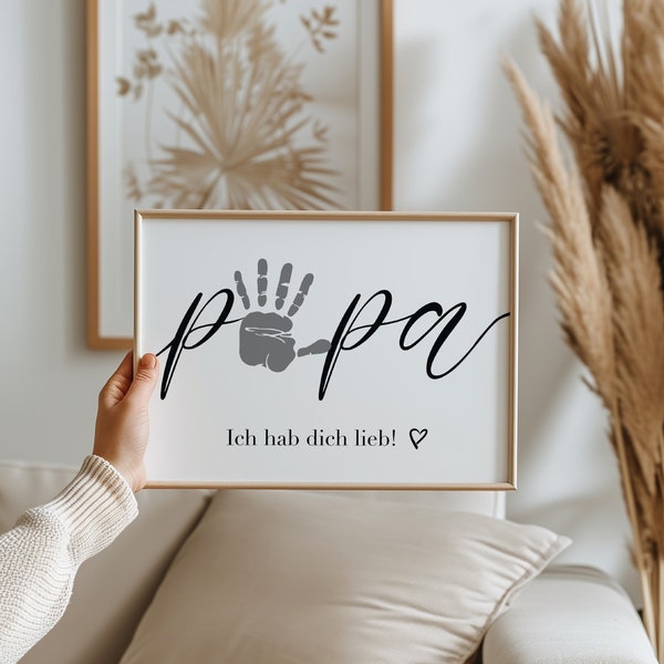 Handabdruck für Papa I Vatertagsgeschenk I Geschenk Weihnachten Papa schlicht I Vater I Handabdrucksvorlage Schriftzug I digitales Geschenk