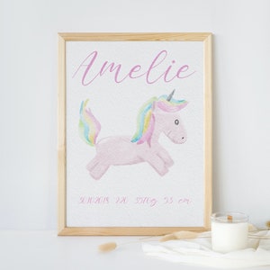 Cartel de nacimiento unicornio I cartel de nacimiento personalizado I regalo de nacimiento I foto de niño l jennylovesprintables