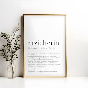 Abschiedsgeschenk Erzieherin I Geschenk zum Abschied I Definition Erzieherin I Danke für Kita I A4 A5 A6 Postkarte digital und Print