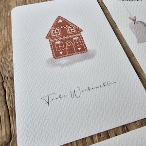 Weihnachtskarte Lebkuchenhaus, weihnachtliche Postkarten für Kollegen, Nachbarn, Freunde, hochwertig gedruckt auf 300g/m2, Aquarell, DIN A6