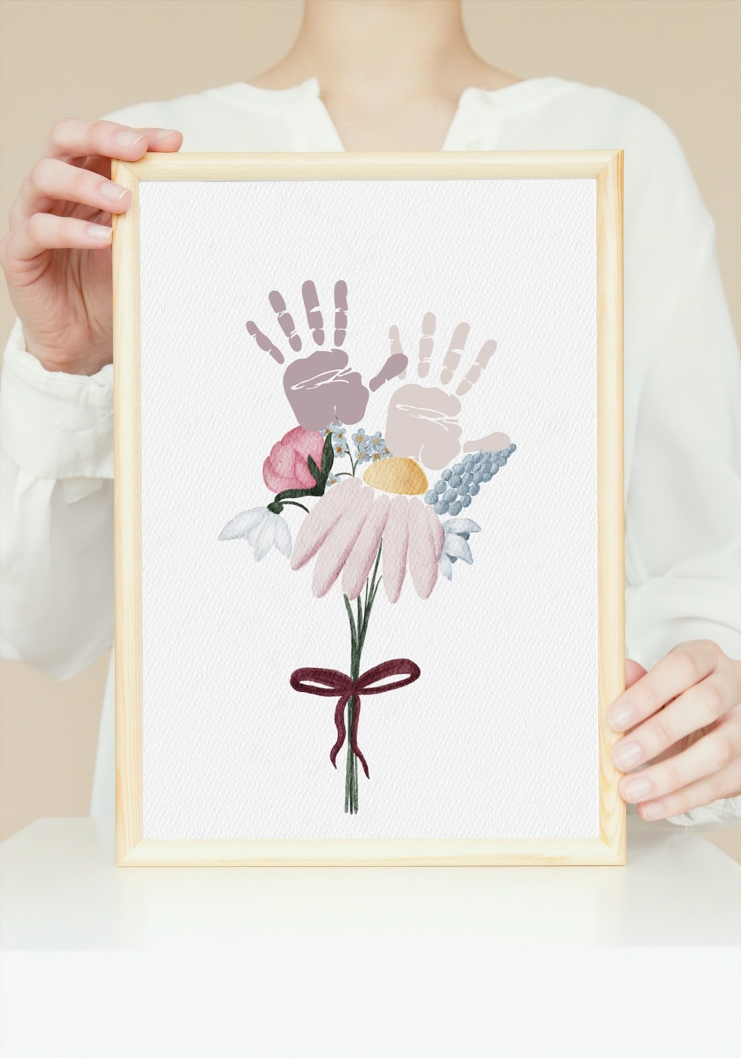 Empreinte De Main Bouquet De Fleurs Pour B b Et Enfant I Cadeau Grand empreinte-de-main-bouquet-de-fleurs-pour-b-b-et-enfant-i-cadeau-grand