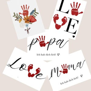 Handprint template set, activities with children, Mother's Day, Father's Day I Gift Mom Dad I Footprint Baby I Digital Download A4