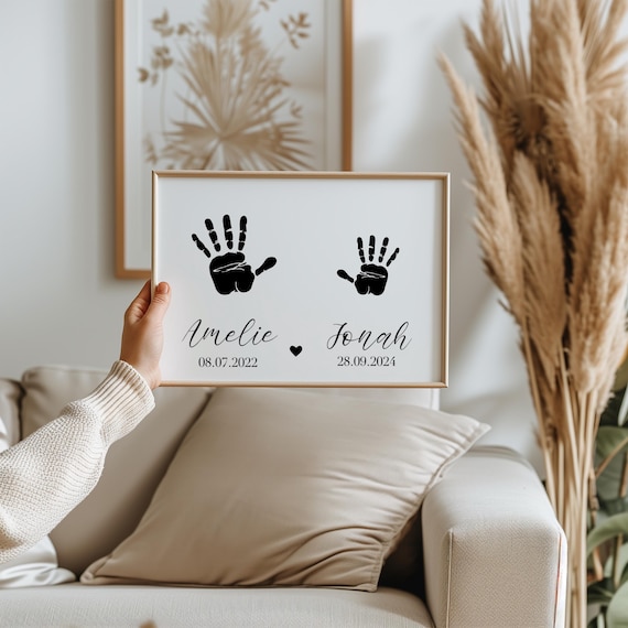 Handabdruck Vorlage Kinder Geschwister I Baby I Geschenk Oma und Opa l Handabdruck Baby I personalisiertes Geschenk l  DIY Geschenk l A4