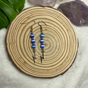 blue marble and lighting earrings⋆⁺₊⋆ silver earrings | blue earrings | blue marble | blue jewelry | silver jewelry | dangle earrings