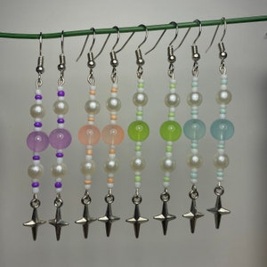 pastel & pearl sparkle earrings⋆⁺₊⋆ pearl earrings | pastel earrings | spring earrings | dangle earrings | beaded earrings | multiple colors