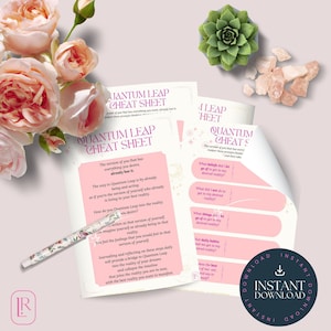 Quantum Shift Leap Jump Cheat Sheet Worksheet A4 INSTANT DOWNLOAD PRINTABLE Lucky Girl Syndrome, Journal, Manifesting, Dream Life Blush