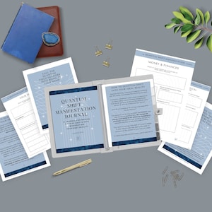 Quantum Shift Leap Jump Manifestation Journal A4 INSTANT DOWNLOAD PRINTABLE, Planner, Dream Life Blue