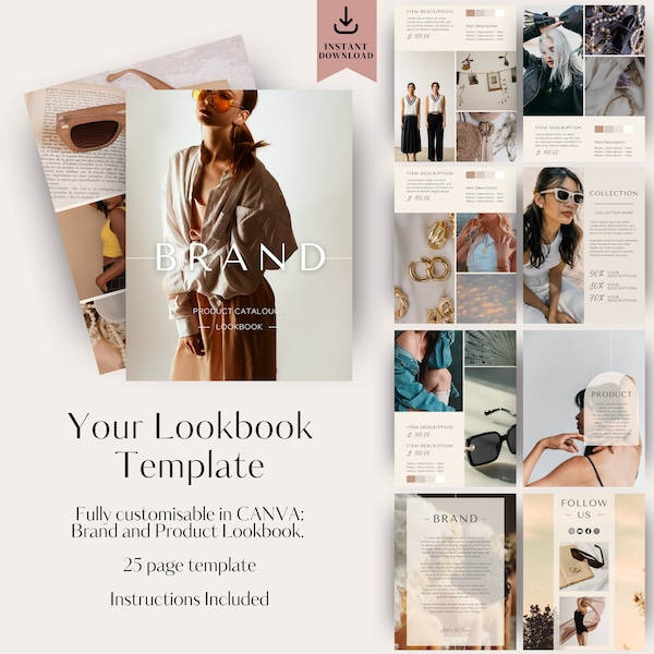 Lookbook Magazine Katalog Line Sheet Template, Linesheet Wholesale, Einzelverkauf Produktkatalog Sales Pricing Guide CANVA