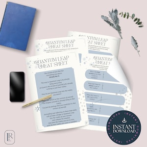 Quantum Shift Leap Jump Cheat Sheet Worksheet A4 INSTANT DOWNLOAD PRINTABLE Lucky Girl Syndrome, Journal, Manifesting, Dream Life Blue