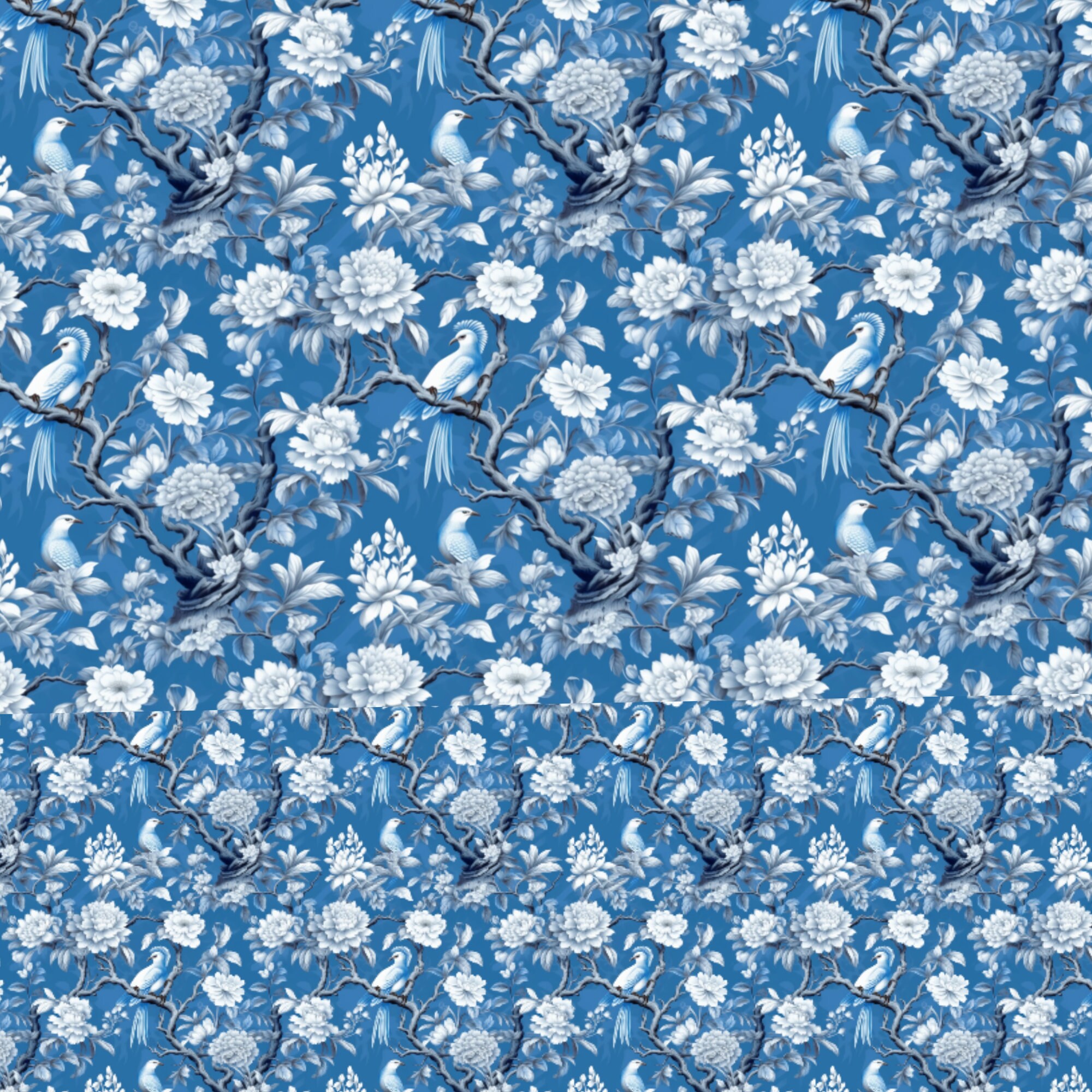 Blue Chinoiserie Toile De Jouy Digital Paper – Seamless Antique ...