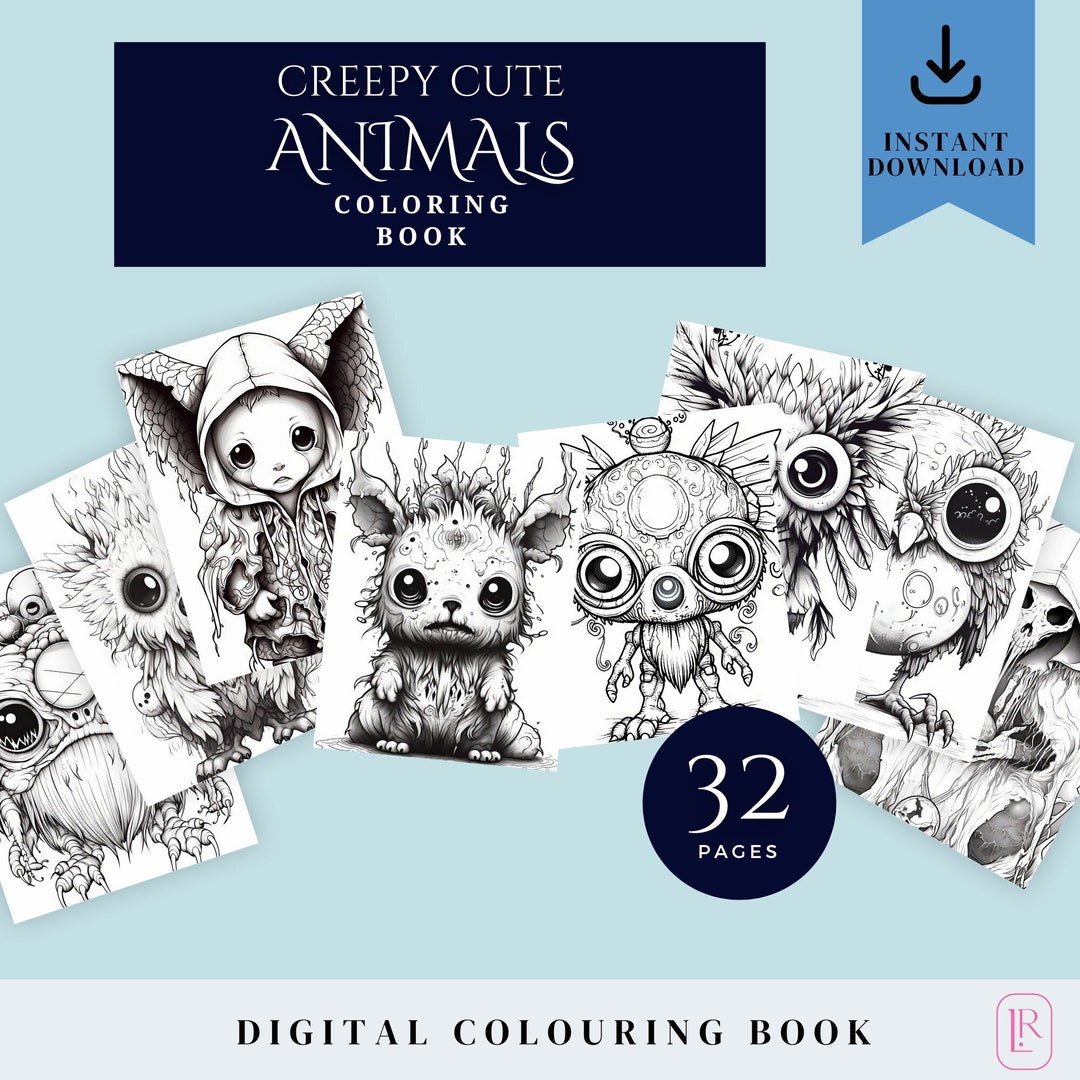 Creepy Cute Animals Halloween Kawaii Colouring Book US Letter A4 ...