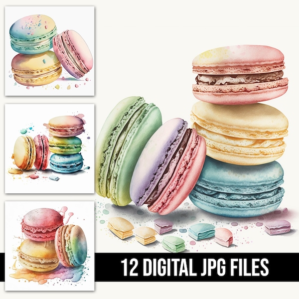 Aquarelle Macarons Cookies Illustration Bundle Collection - HQ Macarons Cookies Digital Art for Commercial and Personal Projects