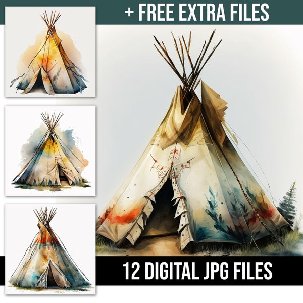 Watercolor Tipi Tent Illustration Collection - High Quality Tipi Tent Art for Crafting and More, for Commercial and Personal Projects