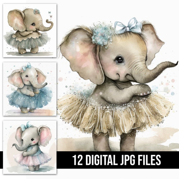 Aquarell Baby Elefant Illustration Bundle Sammlung - Hochwertige Baby Elefant Zeichnung für kommerzielle und persönliche Projekte