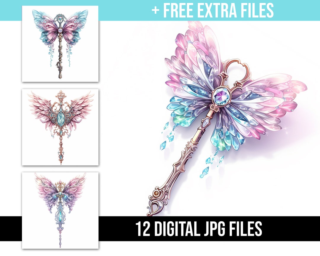 Fairy Key Clipart, Fantasy Clipart, Magic Clipart, Fairy Tale Graphics ...