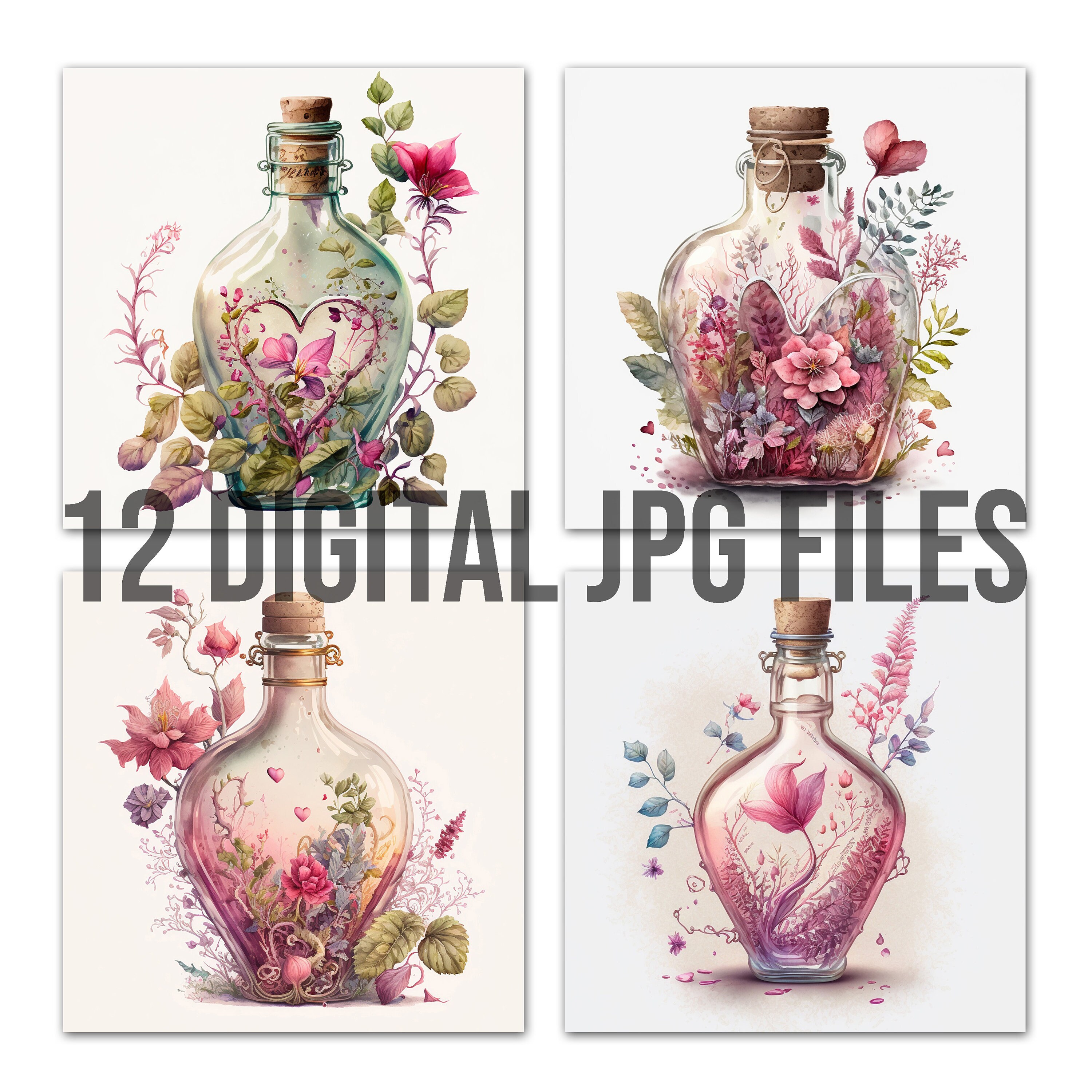 Digital Love Potion Print Bundle Romantic Wall Art Printable ...
