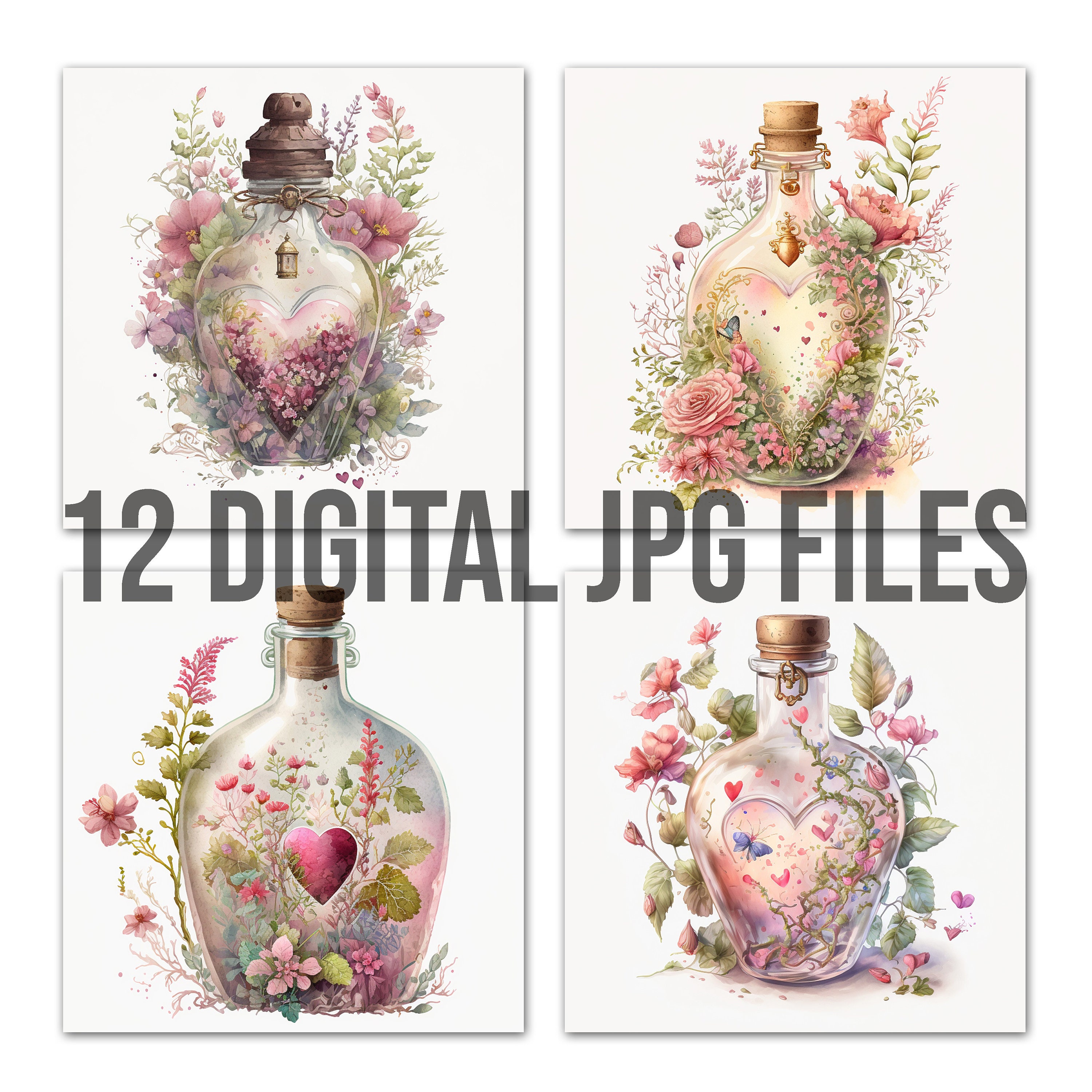 Digital Love Potion Print Bundle Romantic Wall Art Printable ...