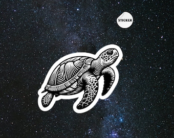 Etiqueta engomada retro del corte del beso de la tortuga del océano, etiqueta engomada de la tortuga marina, etiqueta engomada del océano, calcomanía del ordenador portátil, regalo de la tortuga, pegatina linda del parachoques