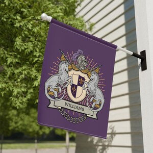 Unicorn Personalized Vintage Heraldic Family Crest Yard Flag Custom Coat of Arms Garden Banner Personalized Medieval Outdoor Decor Surname