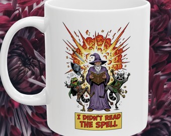 I Didn’t Read the Spell DND Mug – Funny Dungeons and Dragons Wizard Mug, Tabletop RPG Fireball Humor Coffee Cup, Dungeon Master & Gamer Gift