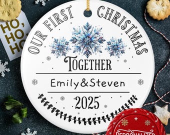 First Christmas Together Personalized Ornament 2026 – Custom Couple Ornament with Names, Romantic Holiday Gift, Keepsake Decoration