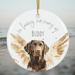 Chocolate Labrador Memorial, Custom Ceramic Ornament,  Personalized Pet Loss Keepsake, Dog Lover Gift, Holiday Decor, Sympathy Gift