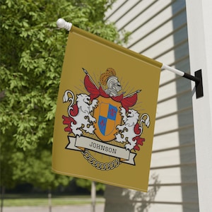Personalized Vintage Heraldic Family Crest Yard Flag Custom Coat of Arms Garden Banner Personalized Medieval Outdoor Decor with Surname