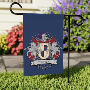 Pegasus Personalized Vintage Heraldic Family Crest Yard Flag Custom Coat of Arms Garden Banner Personalized Medieval Outdoor Decor Surname