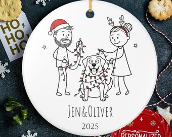 Personalized Couple and Labrador Ornament, Custom Christmas Ornament 2026, Dog Lover Gift, Holiday Keepsake for Pet Owners, Family Ornament