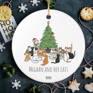 Cat Lady Christmas Ornament • Personalized Cat Mom 2025 • Custom Cat Lovers Ornament • Funny Holiday Gift for Cat Owner •  Cats Ornament