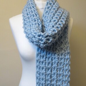 Handmade Chunky Crochet Pale Blue Scarf