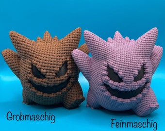 Pokémon Gengar in knitted/crocheted look, 3D print, coarse or fine mesh, decoration, collectible figure, home