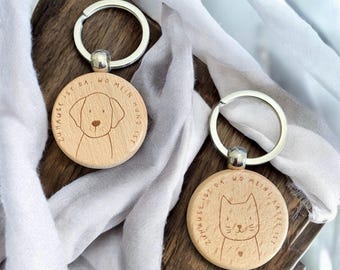 Wooden keychain, personalized as desired, wooden keychain, laser engraving, gift idea