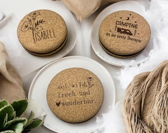 Engraved cork cosmetic mirror, pocket mirror, personalized, gift idea, laser engraving, personal gift, natural cork