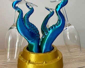 Glasses holder in tentacle / octopus look, holder for 4 glasses, champagne glasses or wine glasses, home decoration