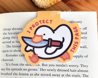 I Protect This Page - Yellow Variant - Duck Magnetic Bookmark - Cute Stationary - Book Accessories - Page Clip - Book Lover - Page Saver