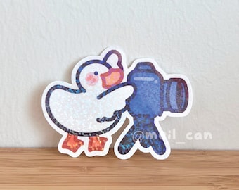 The Cameraduck - Duck Holographic Die Cut Sticker - Duck Stickers, Cute Stationary, Journal Sticker, Deco Sticker