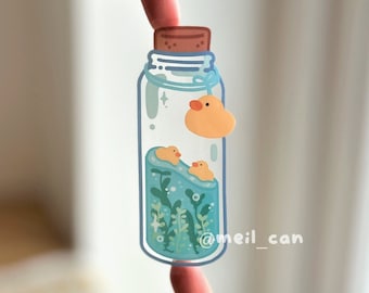 Bottled Duckies - Transparent Clear Die Cut Sticker - Duck Stickers, Cute Stationary, Deco Sticker, Bottle Sticker