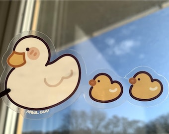 Duckie and the Ducklings Transparent Clear Die Cut Sticker - Duck Stickers, Cute Stationary, Journal Sticker, Deco Sticker