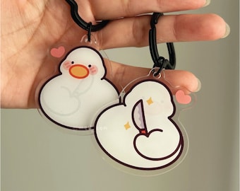 What Are You Hiding Duckie? - Duck Acrylic Keychain Cute Charm
