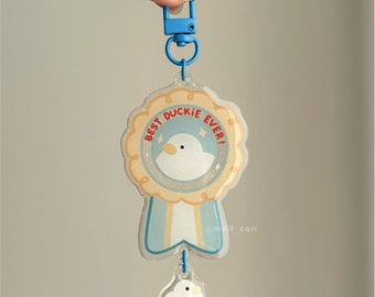 Best Duckie Ever - Duck Acrylic Keychain Cute Linked Charm Epoxy Glitter