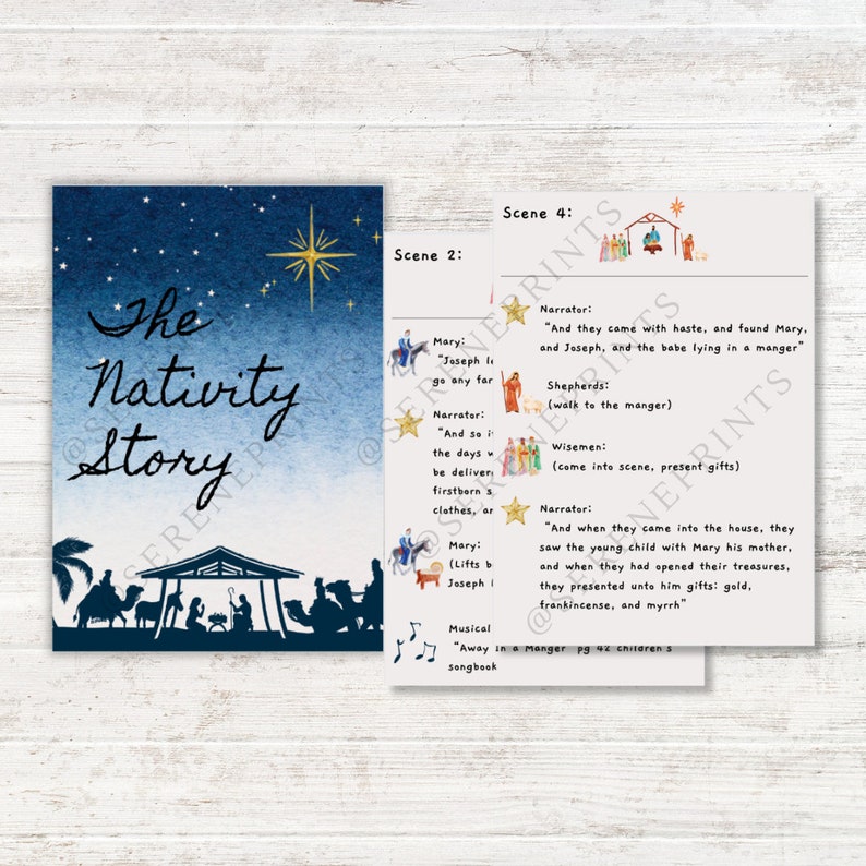 Nativity Story Script for Kids Printable Etsy