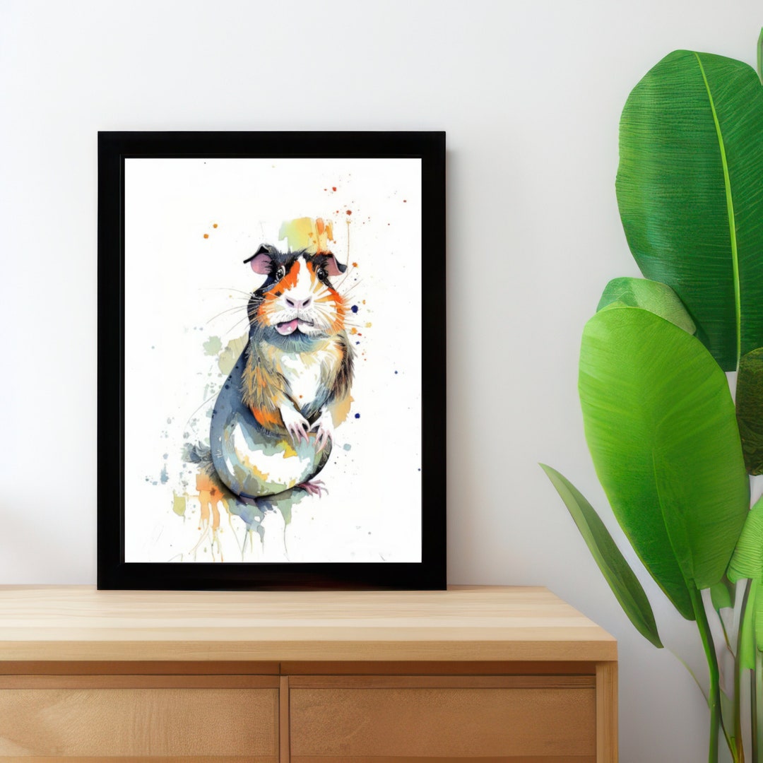 Standing Guinea Pig Wall Art Watercolor Bright Colorful Art - Etsy