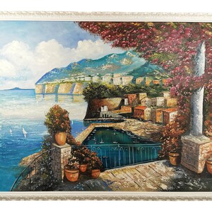 Painters Academy of Fine Arts, Positano, Oil Painting on Canvas Hand Painted with Frame 106 x 136 cm