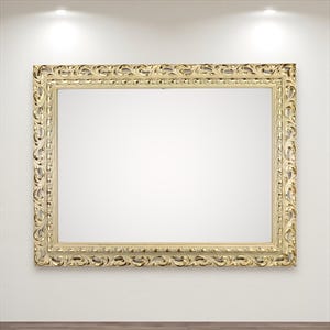 ITALIA CORNICI Maestros Artesanos - Espejo de Pared Barroco Perforado en Pan de Oro Rectangular 90 x 70 cm Hecho en Italia