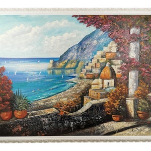 Painters Academy of Fine Arts, Amalfi Coast, Oil Painting on Canvas Hand Painted with Frame 106 x 136 cm