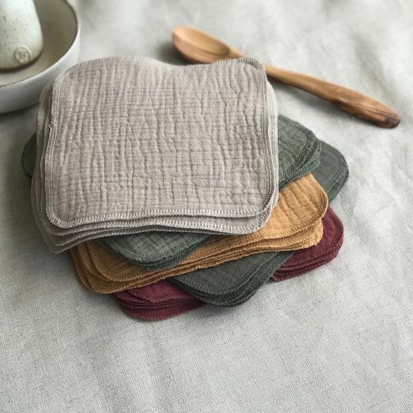 Cloth wipes Set of 5 Muslin cloths Baby washcloth Face washcloth Reusable cloth wipes Organic cotton, Sustainable cloth