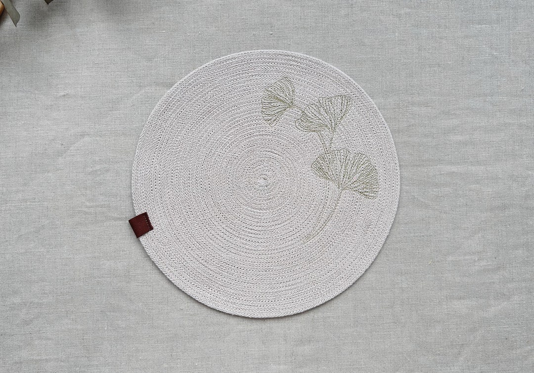 Cotton Rope Placemats Round Placemats Table Decor Beige, Round Cotton Placemats With Embroidery